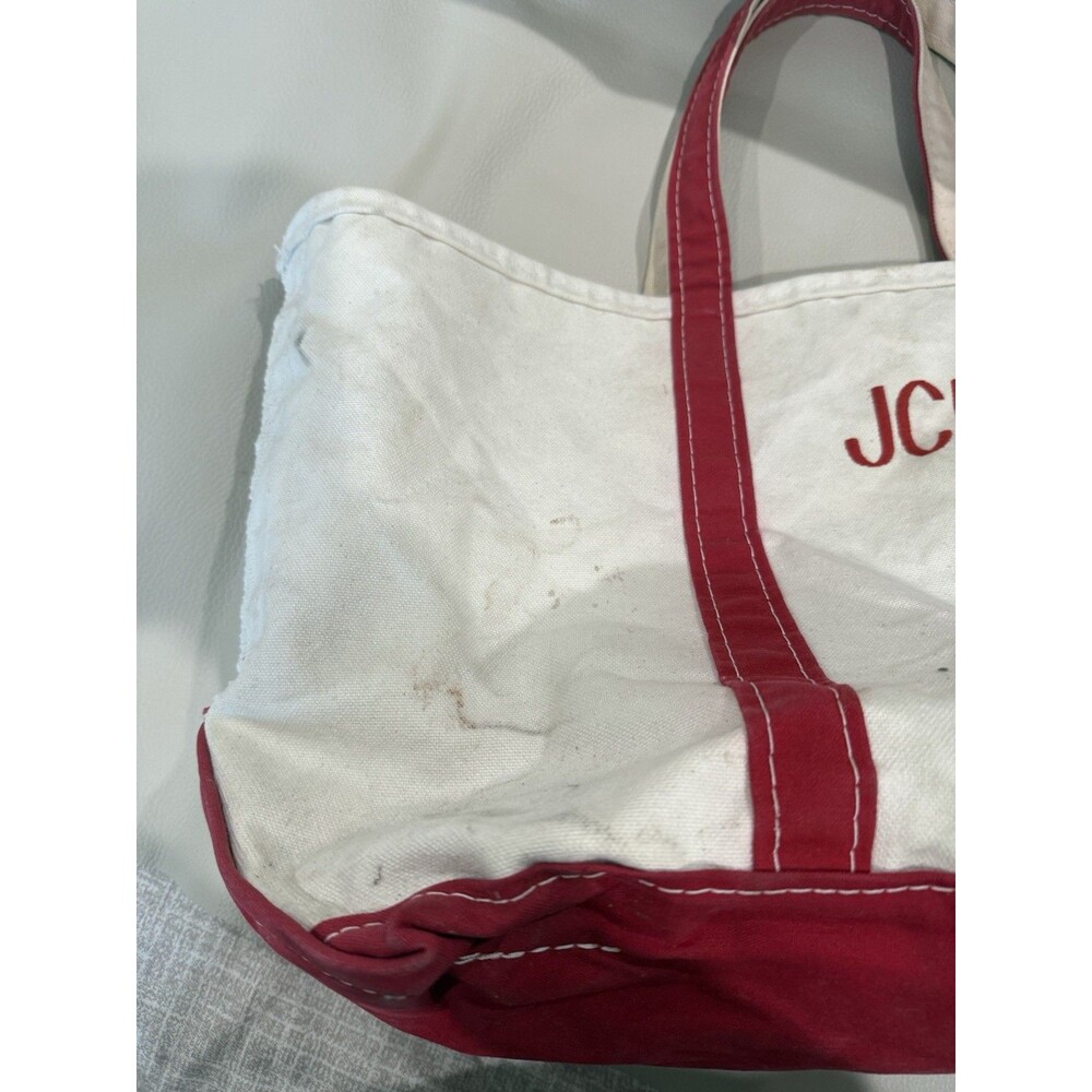VTG 90’s LL BEAN Boat And Tote “JCP” Large Red Distressed Made In USA Canvas - Picture 8 of 14